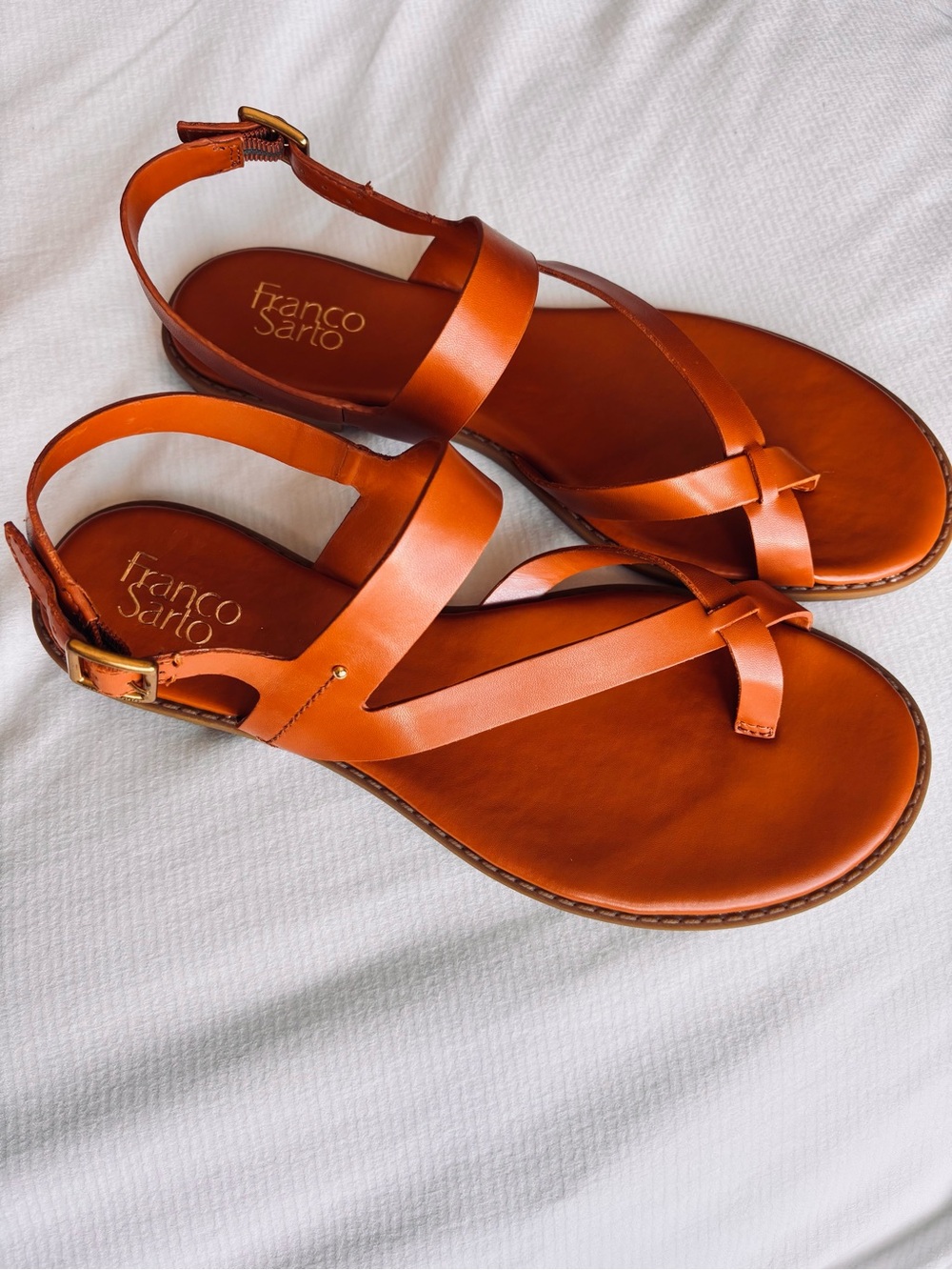 Franco Sarto Cognac Leather Gabby sandal